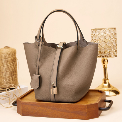 LEATHER BUCKET HANDBAG